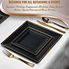 9.5" Black with Gold Square Edge Rim Plastic Dinner Plates (40 Plates) Image 4