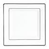 9.5" White with Silver Square Edge Rim Plastic Dinner Plates (40 Plates) Image 1