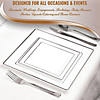 9.5" White with Silver Square Edge Rim Plastic Dinner Plates (40 Plates) Image 4