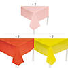 9 Ft. Orange, Yellow & Pink Rectangle Disposable Plastic Tablecloth Assortment - 6 Pc. Image 1