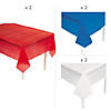 9 Ft. Red, Blue & White Rectangle Disposable Plastic Tablecloth Assortment - 6 Pc. Image 1