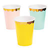 9 oz. Pastel Metallic Gold Rimmed Disposable Paper Cups - 8 Ct. Image 1