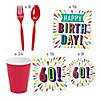 91 Pc. 60th Birthday Burst Party Tableware Kit for 8 Guests Image 1