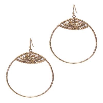 A Blonde and Her Bag Jewelry - Gold Wire Beaded Hoop Earring Image 2