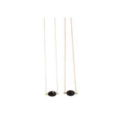 A Blonde and Her Bag Jewelry - Mrs. Parker Simple Chain Necklace in Black Onyx / 14K Gold Filled Chain / Spring Ring Image 1