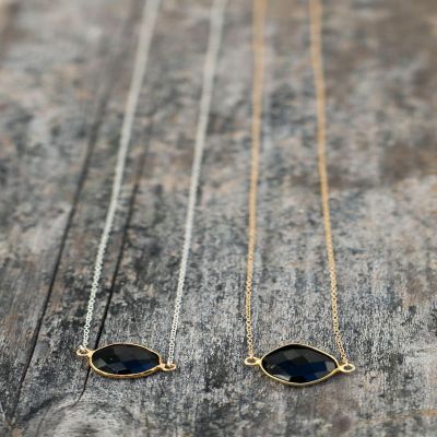 A Blonde and Her Bag Jewelry - Mrs. Parker Simple Chain Necklace in Black Onyx / 14K Gold Filled Chain / Spring Ring Image 2
