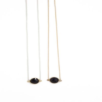 A Blonde and Her Bag Jewelry - Mrs. Parker Simple Chain Necklace in Black Onyx / 14K Gold Filled Chain / Spring Ring Image 3