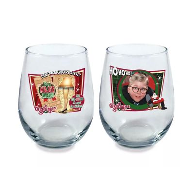 A Christmas Story Iconic Quotes 21oz Stemless Wine Glass Set  2 Glasses Image 1