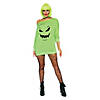Adults Green Spooky Jersey Dress Image 1