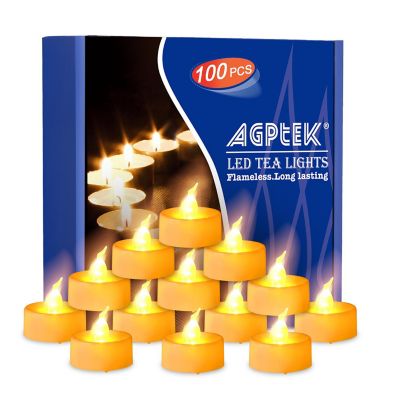 AGPtek 100pcs Warm White LED Candle Tea Lights Image 1