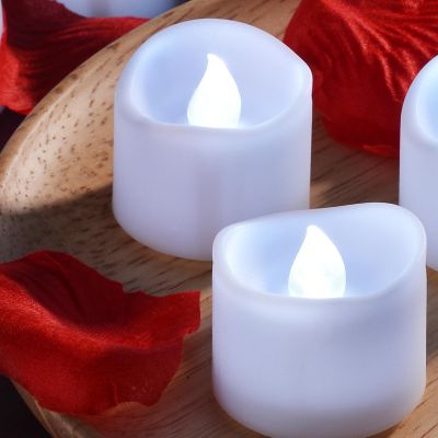 AGPtek 12pcs Cool White Flameless Tealight Candles Fake Rose Petals Image 2