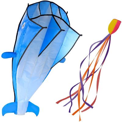AGPtek Huge 3D Flying Blue Dolphin Kite Image 1