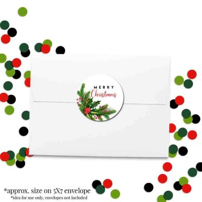 AmandaCreation Holly and Pine Christmas Envelope Seals 40pc. Image 3