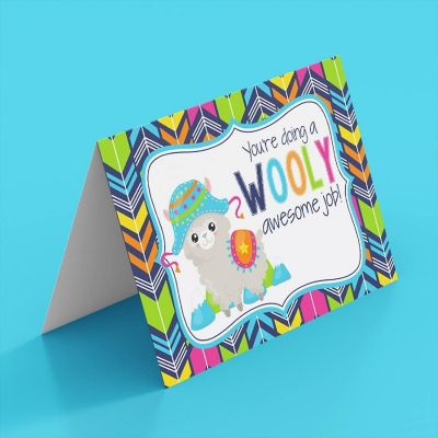 AmandaCreation Wooly Awesome Alpaca Greeting Card 2pc. Image 2