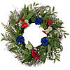 Americana Mixed Floral Patriotic Wreath  24-Inch  Unlit Image 1