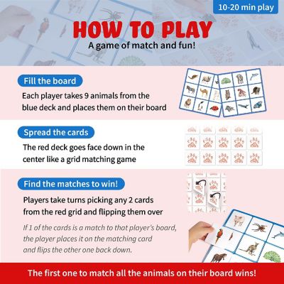 Animal Matching Game Montessori Memory Cards, Animals Bingo Image 2