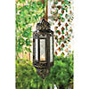 Antique Victorian Black Filigree Embellished Hanging Candle Lantern 13" Tall Image 1