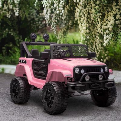 Aosom 12V Kids Ride On Car Electric Battery Powered Off Road Truck Toy with Parent Remote Control Adjustable Speed Pink Image 2