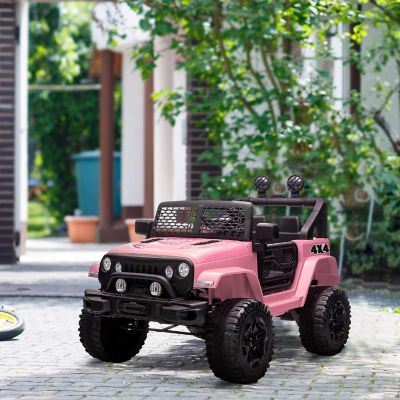 Aosom 12V Kids Ride On Car Electric Battery Powered Off Road Truck Toy with Parent Remote Control Adjustable Speed Pink Image 3
