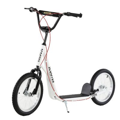 Aosom Kick Scooter w/ Front and Rear Dual Brakes 5yrs+ White Image 1