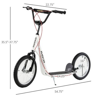 Aosom Kick Scooter w/ Front and Rear Dual Brakes 5yrs+ White Image 2