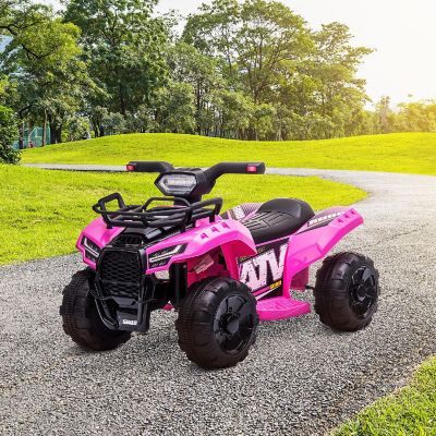 Aosom Kids Ride on ATV Four Wheeler Car with Real Working Headlights 6V Battery Powered Motorcycle for 18 36 Months Pink Image 2