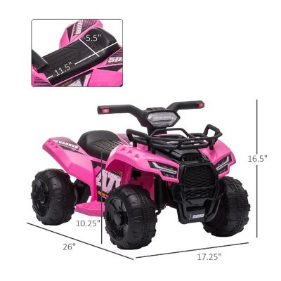 Aosom Kids Ride on ATV Four Wheeler Car with Real Working Headlights 6V Battery Powered Motorcycle for 18 36 Months Pink Image 3