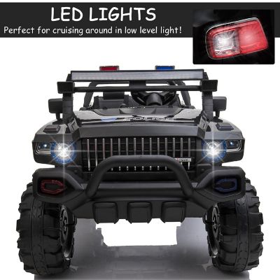 Aosom Kids Ride On Car 12V RC 2 Seater Police Truck Electric Car For Kids with Full LED Lights MP3 Parental Remote Control (Black) Image 2