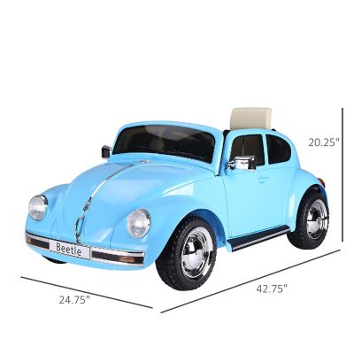 Aosom Licensed Volkswagen Beetle 6V Ride On w/Remote Control MP3 Connection 3-6yr Blue Image 2