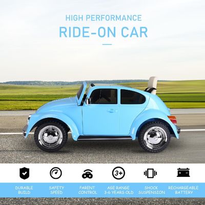 Aosom Licensed Volkswagen Beetle 6V Ride On w/Remote Control MP3 Connection 3-6yr Blue Image 3