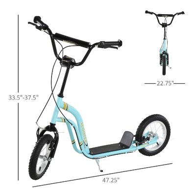 Aosom Scooter w/Front and Rear Caliper Dual Brakes 5yr+ Blue Image 2
