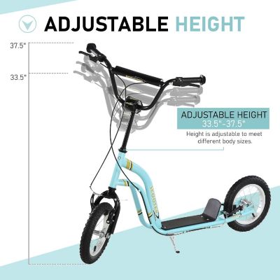 Aosom Scooter w/Front and Rear Caliper Dual Brakes 5yr+ Blue Image 3