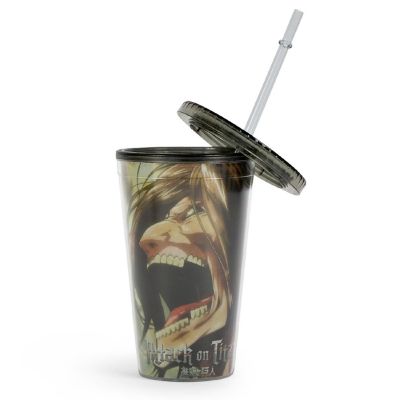 Attack On Titan Eren Yeager Titan Screaming Carnival Cup With Straw  16 Ounces Image 1
