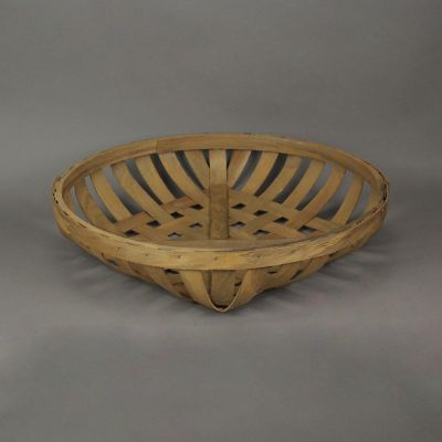 Audreys Round Natural Woven Wood Tobacco Basket Tray Decorative Serving Display Set of 2 Image 1