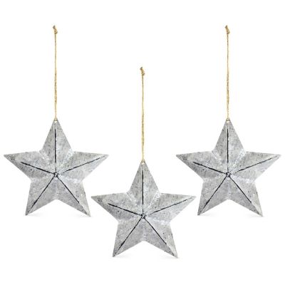 AuldHome Galvanized Star Ornaments (3-Pack, 7.5 Inch); Rustic Christmas Ornaments for Large Christmas Trees and Wreaths, Large 7.5 Inch Diameter Image 1