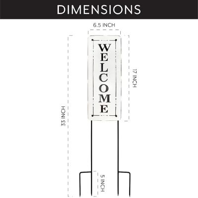 AuldHome Metal Outdoor Welcome Sign; Black and White Enamel Coated Steel Yard Sign Image 2