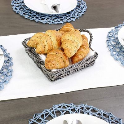 AuldHome Rustic Willow Basket Trays, Set of 3 (Square, Gray Washed); Natural Wicker Decorative Farmhouse Trays Image 1