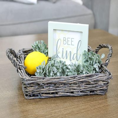 AuldHome Rustic Willow Basket Trays, Set of 3 (Square, Gray Washed); Natural Wicker Decorative Farmhouse Trays Image 3