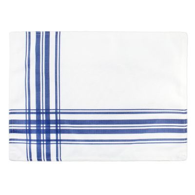 AuldHome Ticking Stripe Placemats (4-Pack, Navy Blue Striped); Rustic Farmhouse Style Flour Sack Fabric Place Mats Image 1