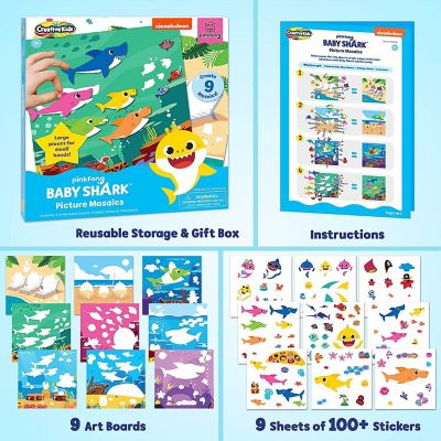 Baby Shark Mosaic Sticker Art Kits for Kids - Includes 9 Boards & 9 Sticker Sheets Image 3