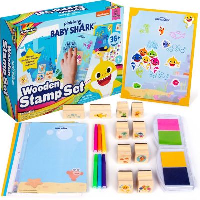 Baby Shark Stamp Set by Creative Kids - 36 Piece Wooden Stamps Set Ages 3 Image 1