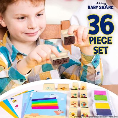 Baby Shark Stamp Set by Creative Kids - 36 Piece Wooden Stamps Set Ages 3 Image 2