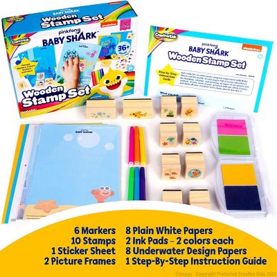 Baby Shark Stamp Set by Creative Kids - 36 Piece Wooden Stamps Set Ages 3 Image 3