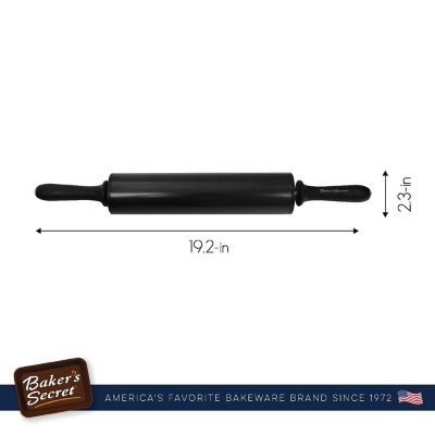 Baker's Secret Kitchen Essentials Steel Lightweight Rolling Pin 19" Black Image 1