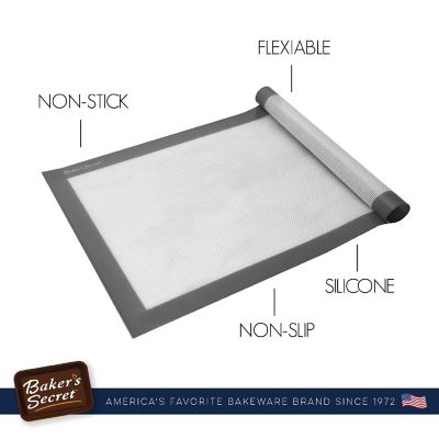 Baker's Secret Silicone Reusable Non-Stick Baking Mat 16"x11" Dark Gray Image 3