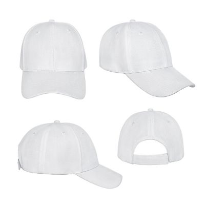Balec Plain Baseball Cap Hat Adjustable Back (White) Image 3