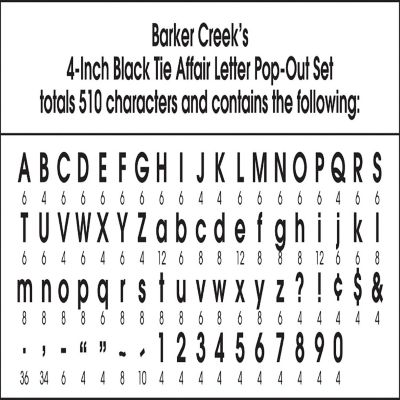 Barker Creek Black Tie Affair 4-inch Letter Pop-Outs, 510/Set Image 3