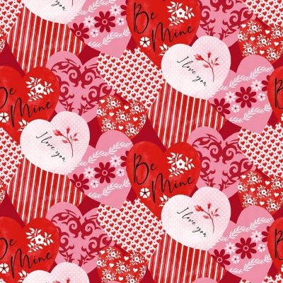 Be Mine Hearts and Words Cotton Fabric by Henry Glass Fabrics Image 1