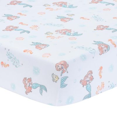 Bedtime Originals Disney Baby The Little Mermaid White Fitted Crib Sheet - Ariel Image 1
