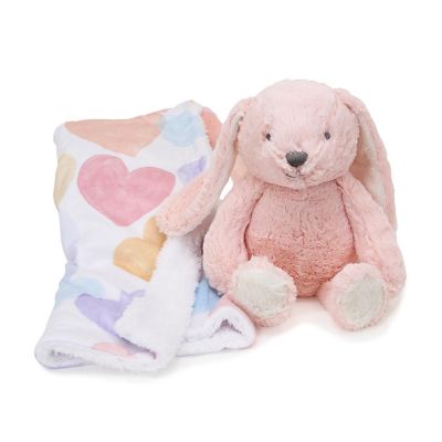 Bedtime Originals Pink Plush Bunny and Hearts Baby Blanket Gift Set Image 1